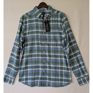 Vineyard Vines Mens Classic Fit Plaid Stretch Button Down Shirt Blue Green Small
